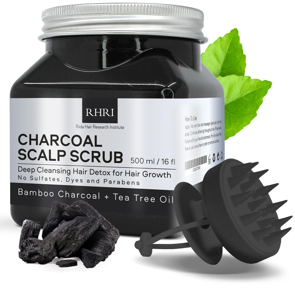 Rida Charcoal Scalp Scrub with bamboo charcoal for deep cleansing of the scalp