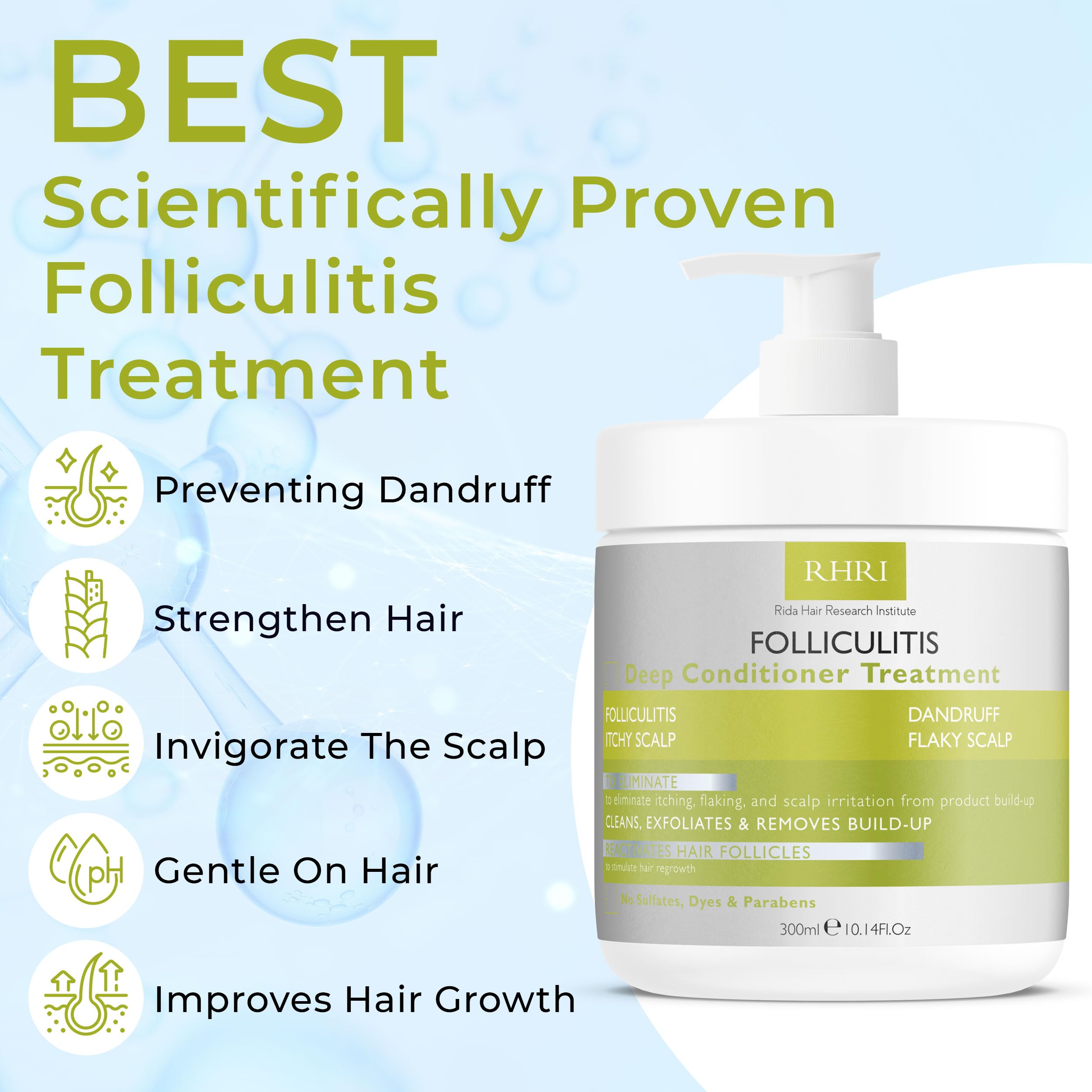 Rida Hair Folliculitis Deep Conditioner texture close-up highlighting soothing moisture.