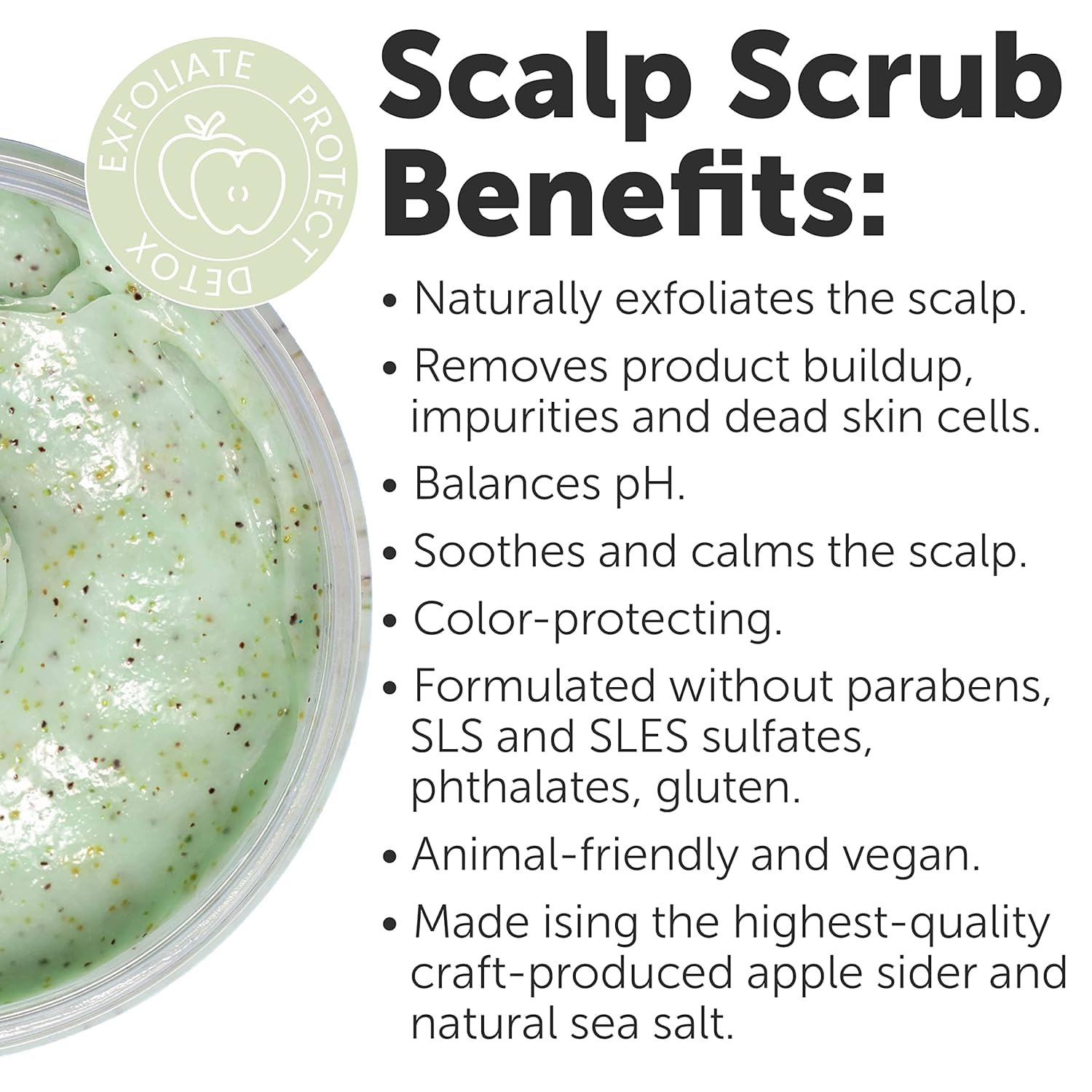Rida Hair Research Institute Green Scalp Scrub being massaged into the scalp for refreshing cleanse.
