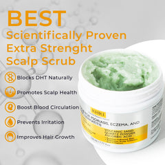 Rida Hair Research Institute scrub applied to scalp shows soothing routine.