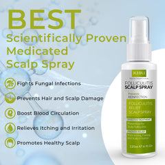 Rida Folliculitis Spray on flaky scalp with visible relief potential.