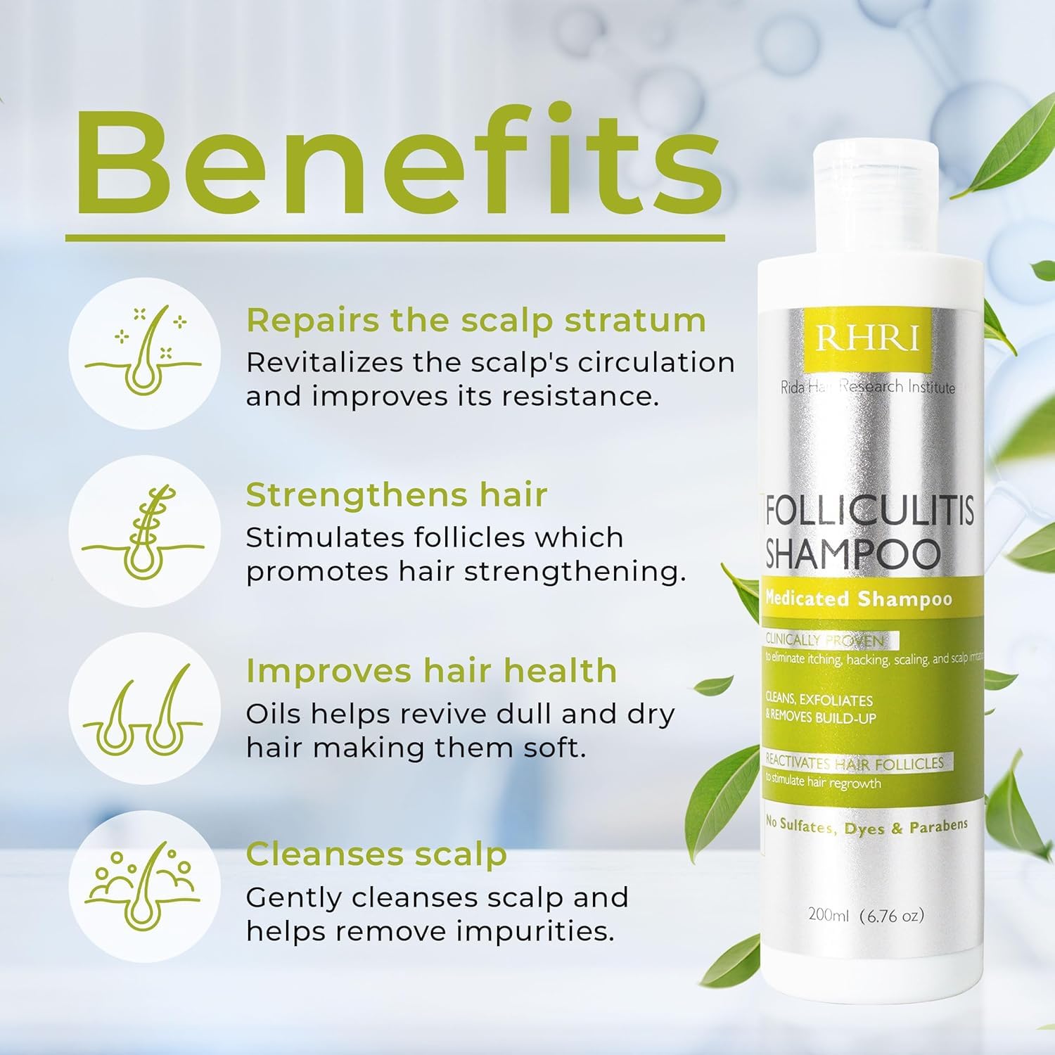 Rida Folliculitis Shampoo massage on scalp for deep cleansing and relief.
