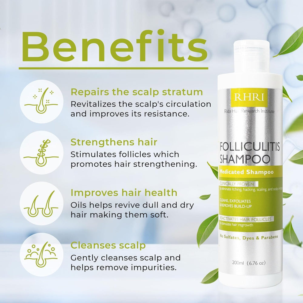 Rida Folliculitis Shampoo massage on scalp for deep cleansing and relief.