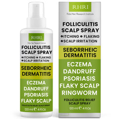 Rida Folliculitis Spray bottle ready for daily scalp treatment.