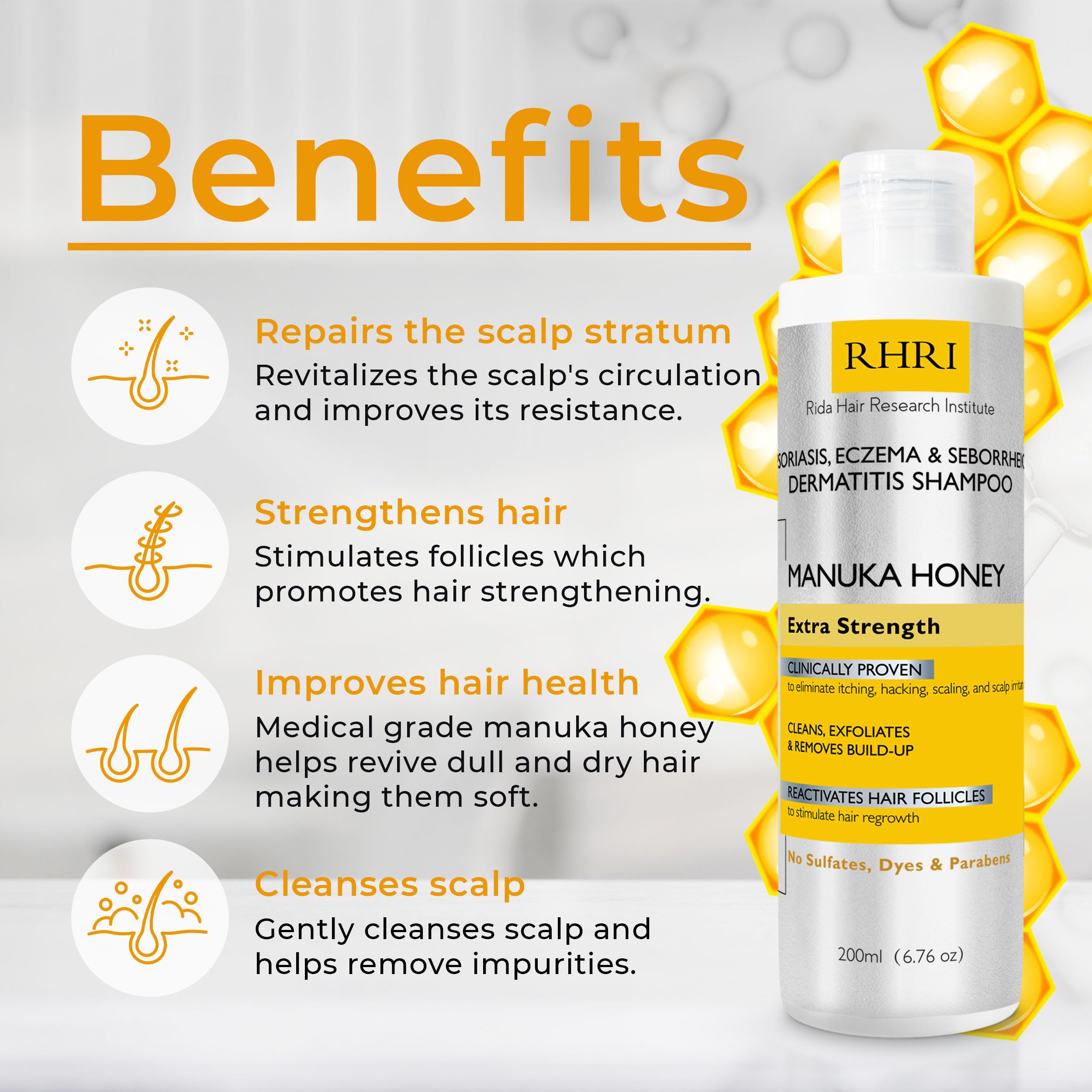 Rida Hair Research Institute psoriasis shampoo lather demonstrates cleansing and exfoliating action.