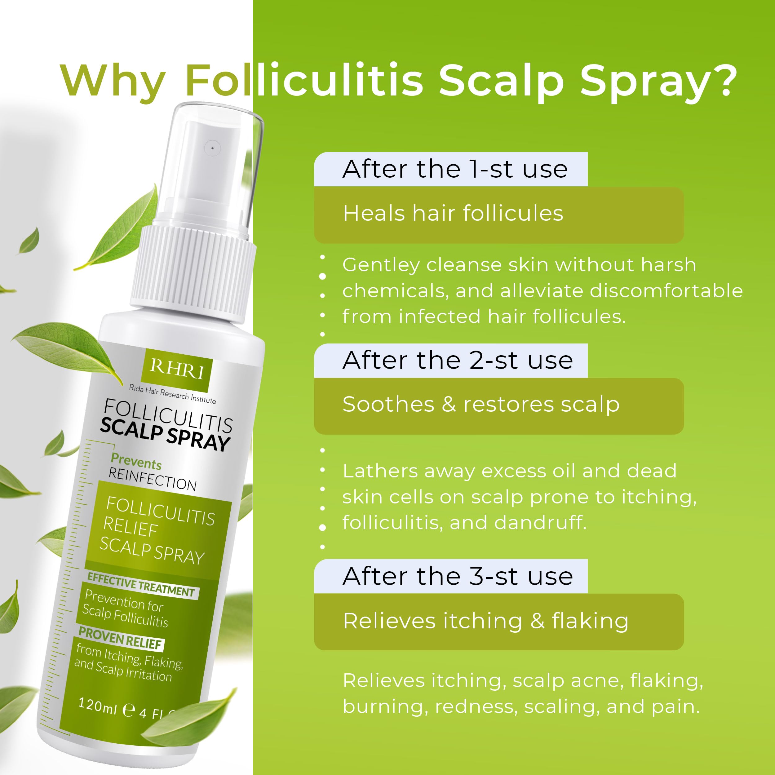 Rida Folliculitis Spray bottle dispensing mist for soothing care.