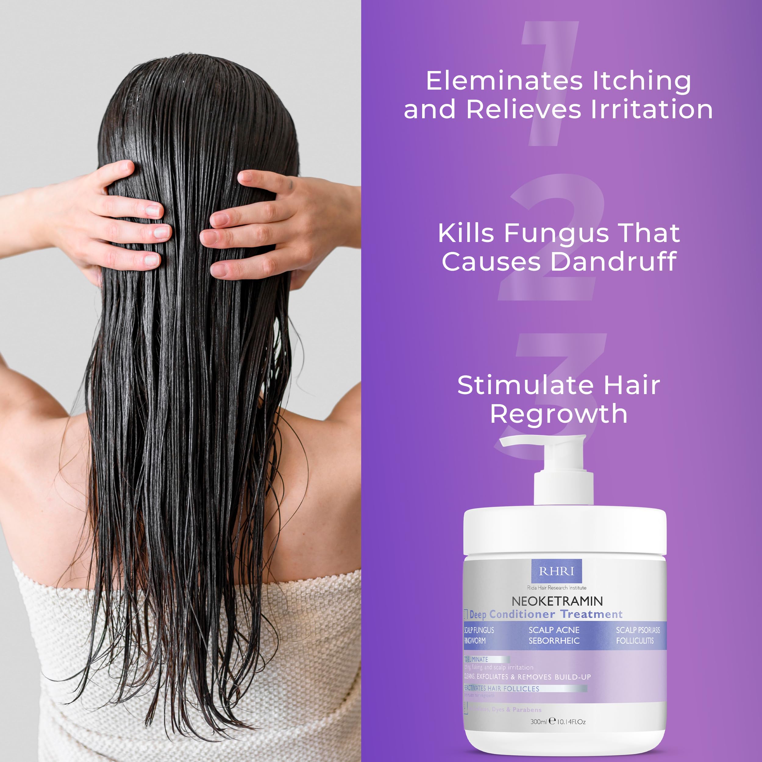 Rida Hair Research Institute usage guide dispense showing easy application.