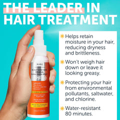 Rida hair sunscreen spray application focuses on scalp with quick-dry feel.