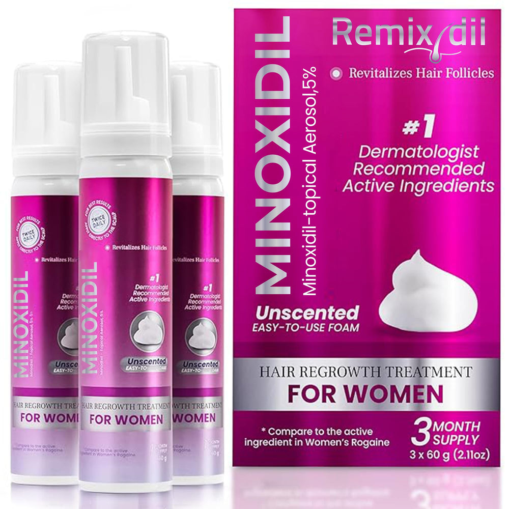 Rida Minoxidil 5% foam bottle for convenient daily application.