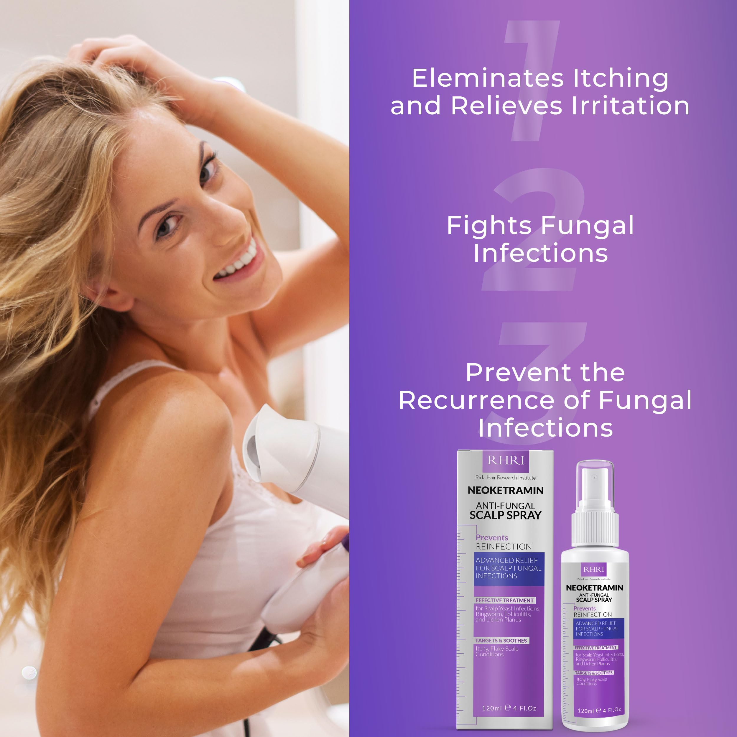 Rida Neoketramin antifungal spray for fast, non-greasy application.