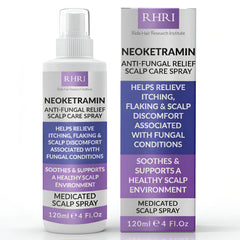 Rida Neoketramin spray bottle for soothing, non-greasy relief for irritated scalps.