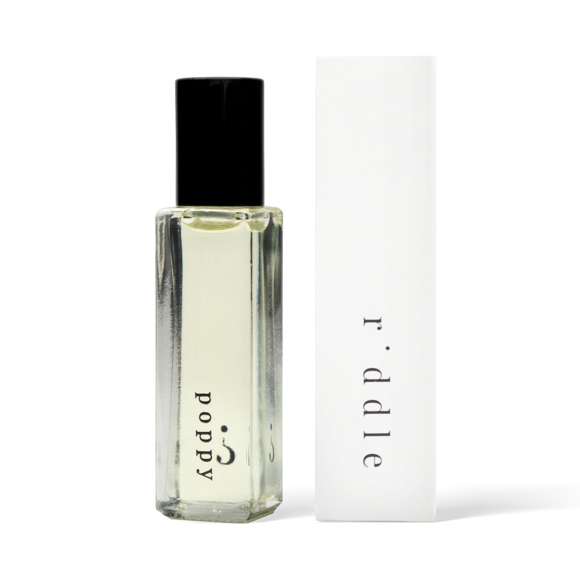 Riddle Poppy Roll-On bottle pour with citrus-floral notes for daily freshness.