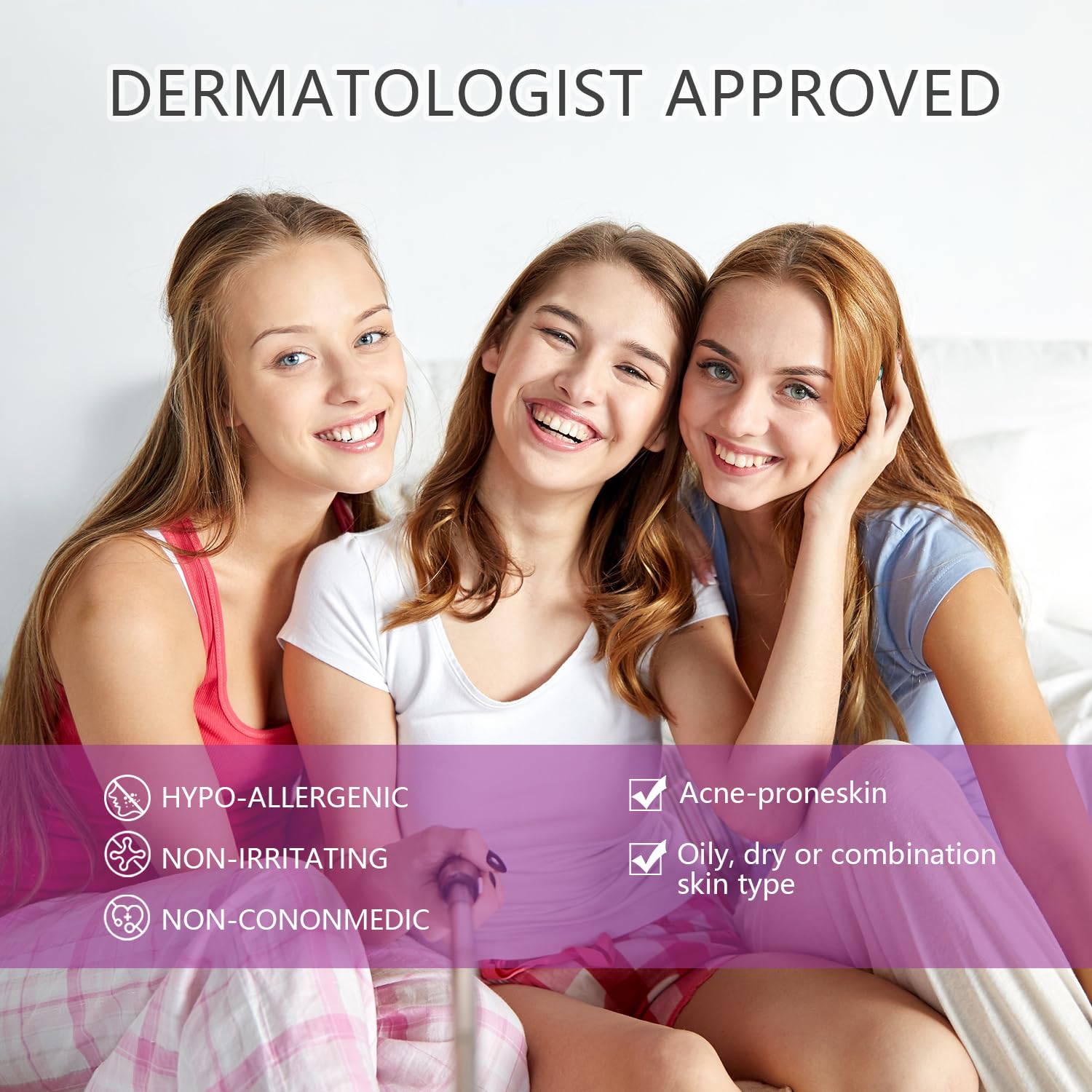 RIGBOO Sensitive-skin friendly labeling showcased with dermatologist-tested badge.