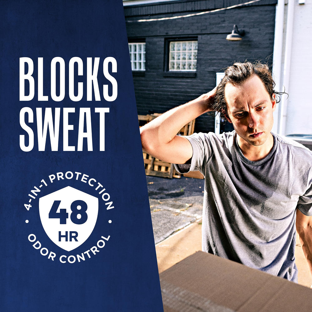 Right Guard Sport 4-in-1 protection showcases sweat and odor control.
