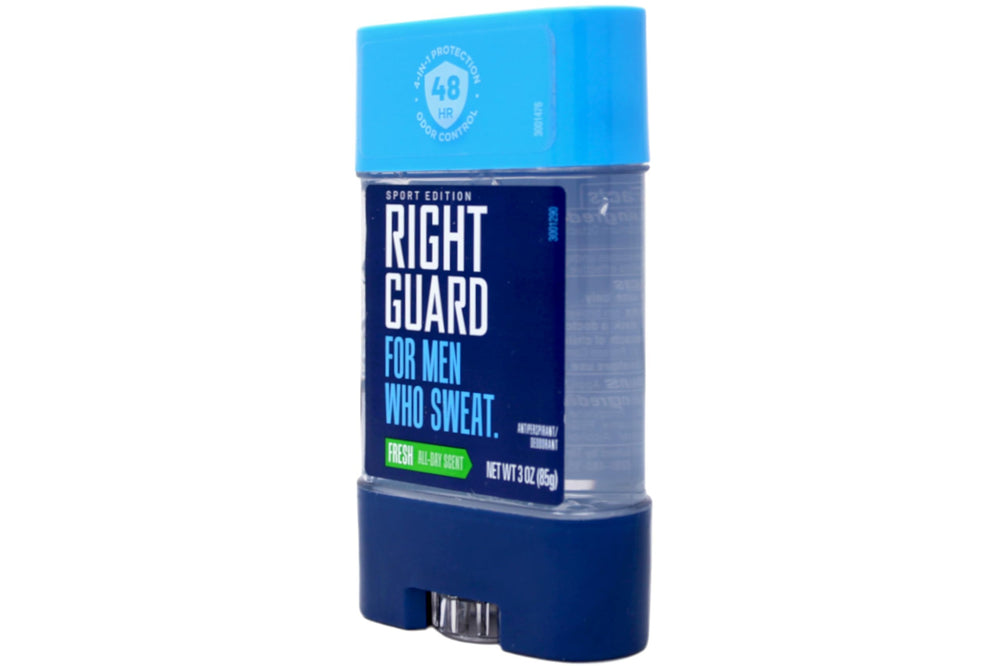 Right Guard Sport Edition apply underarm demonstrating easy application for quick protection.