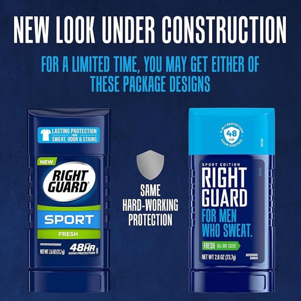 Right Guard Sport Fresh bottle closeup—sleek packaging for gym bags.