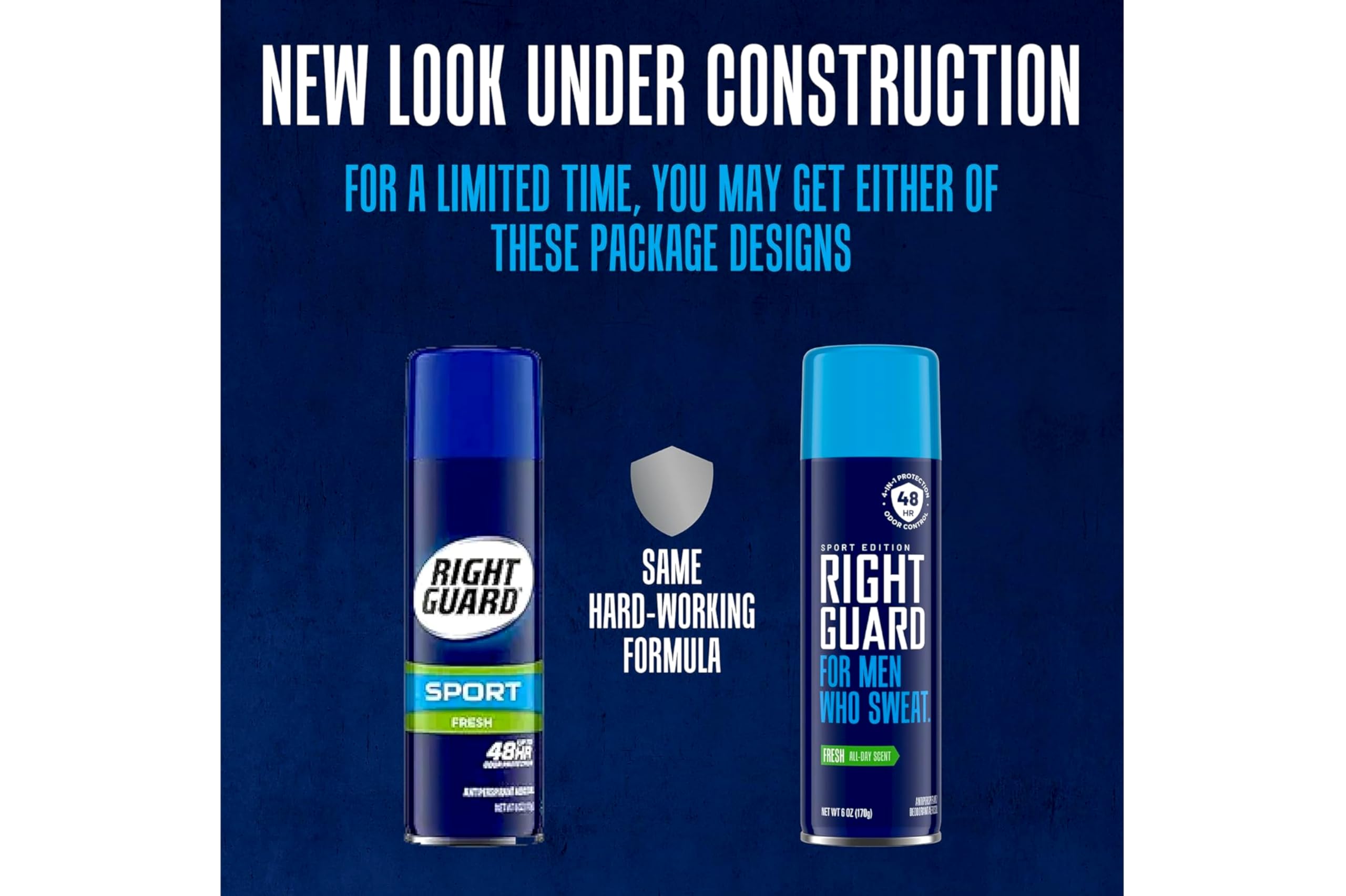 Right Guard Sport Fresh odor protection emphasized for workouts.