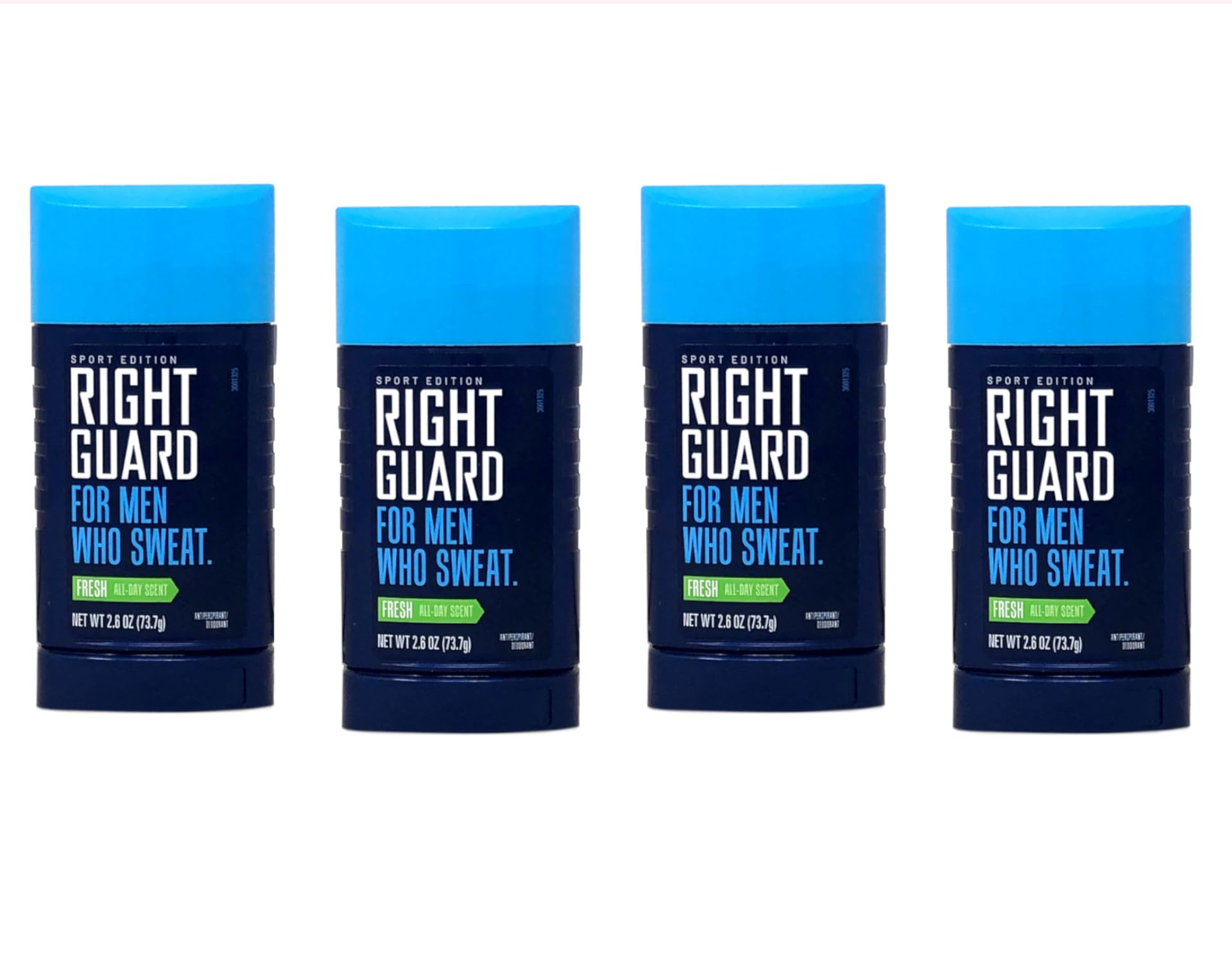 Right Guard Sport Fresh invisible solid four-pack back view showing packaging and value