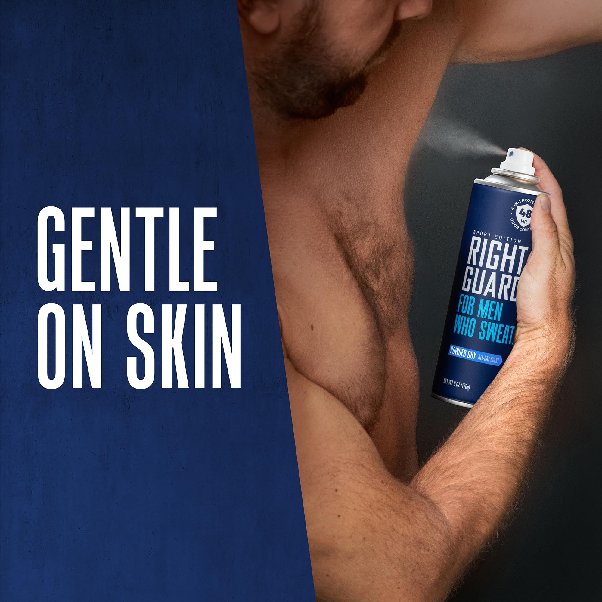 Right Guard Sport Odor control banner showing 48-hour protection.