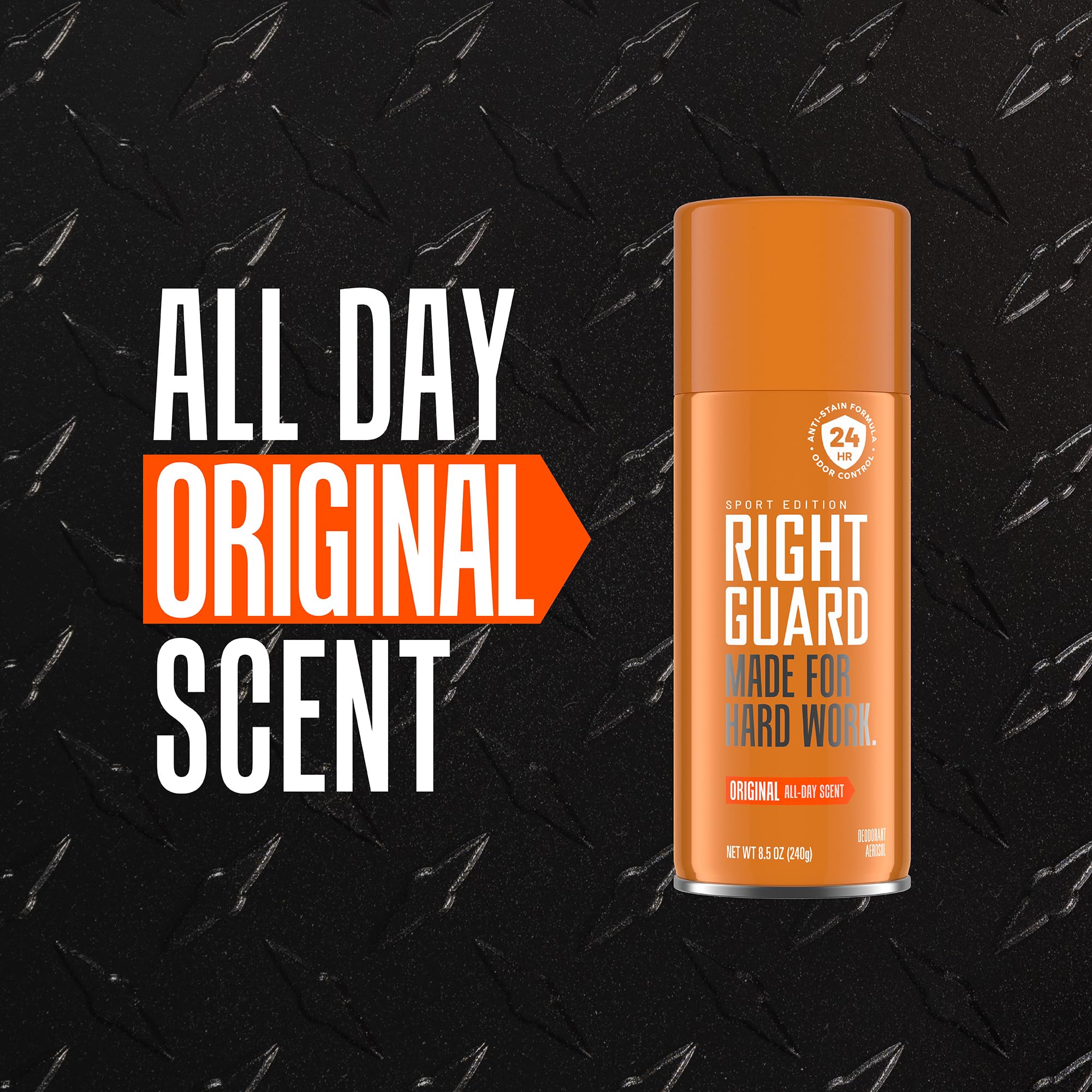 Right Guard Sport Original deodorant spray uses aluminum-free formula for a gentler feel.