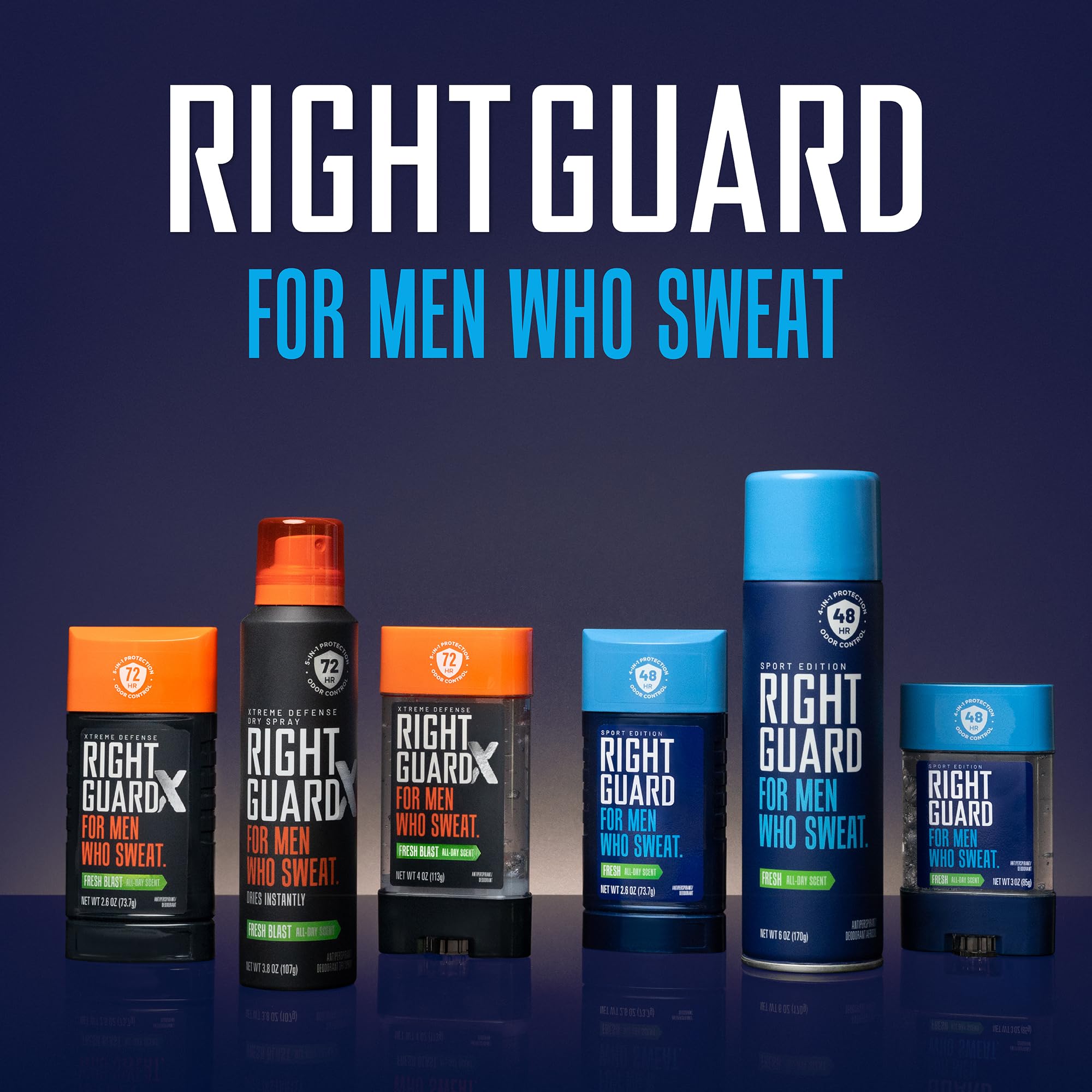 Man applying Right Guard Sport in training for reliable sweat protection.