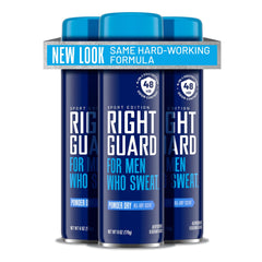 Right Guard Sport Powder Dry Scent Spray bottle shown for long-lasting protection and freshness.