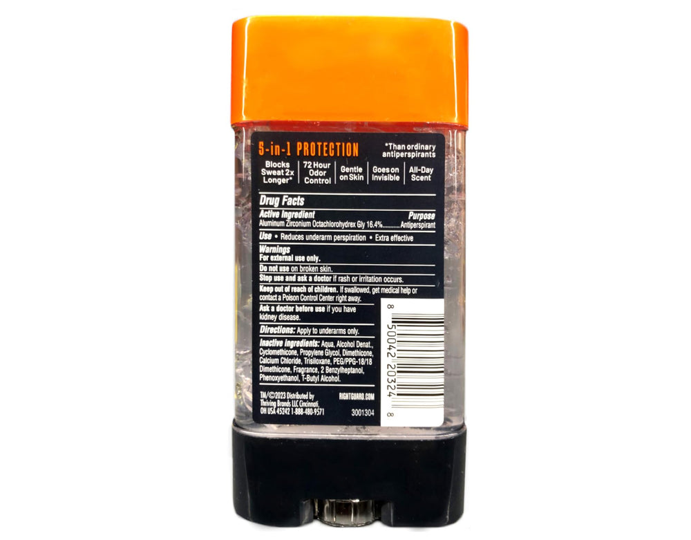 Dispensing Right Guard Xtreme Defense Gel Fresh Blast for quick use.