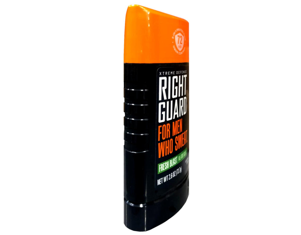 Right Guard Xtreme Defense Fresh Blast pack back detailing 48-hour sweat protection