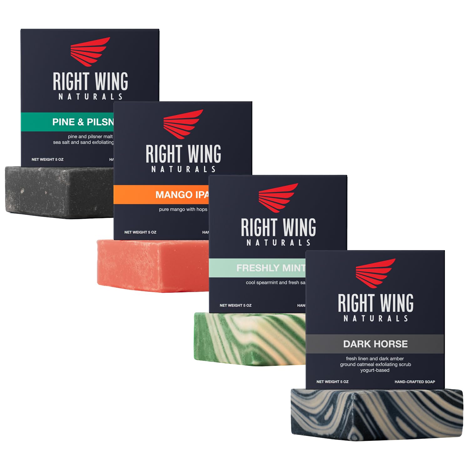 Right Wing Naturals gift-set four bars for men, premium natural cleansing.