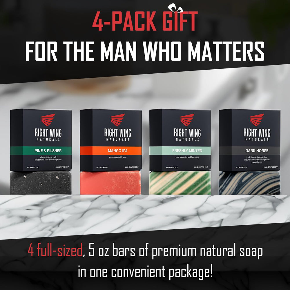 Right Wing Naturals USA-made gift pack of four 5 oz bars.