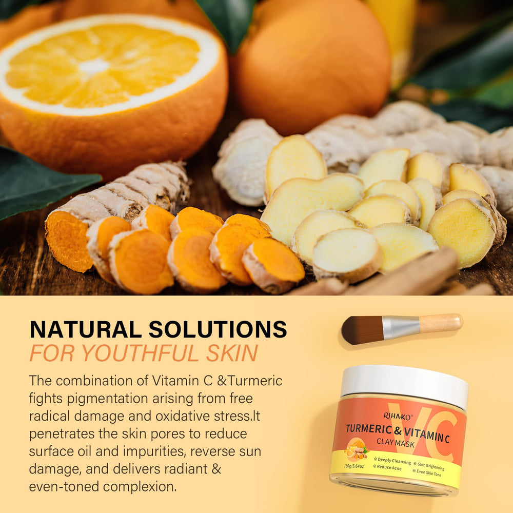 RIHAKO turmeric vitamin C clay mask after use reveals a refreshed glow.