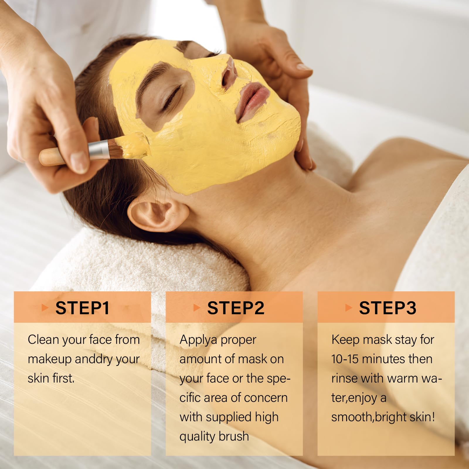 RIHAKO turmeric vitamin C clay mask texture displaying golden turmeric flecks on clay.