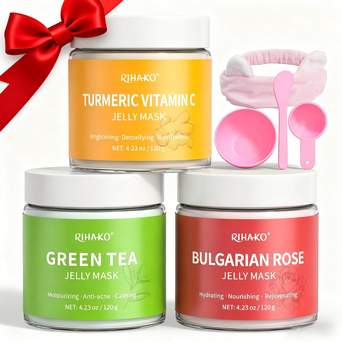 RIHAKO turmeric vitamin C jelly mask for brightening dull skin.