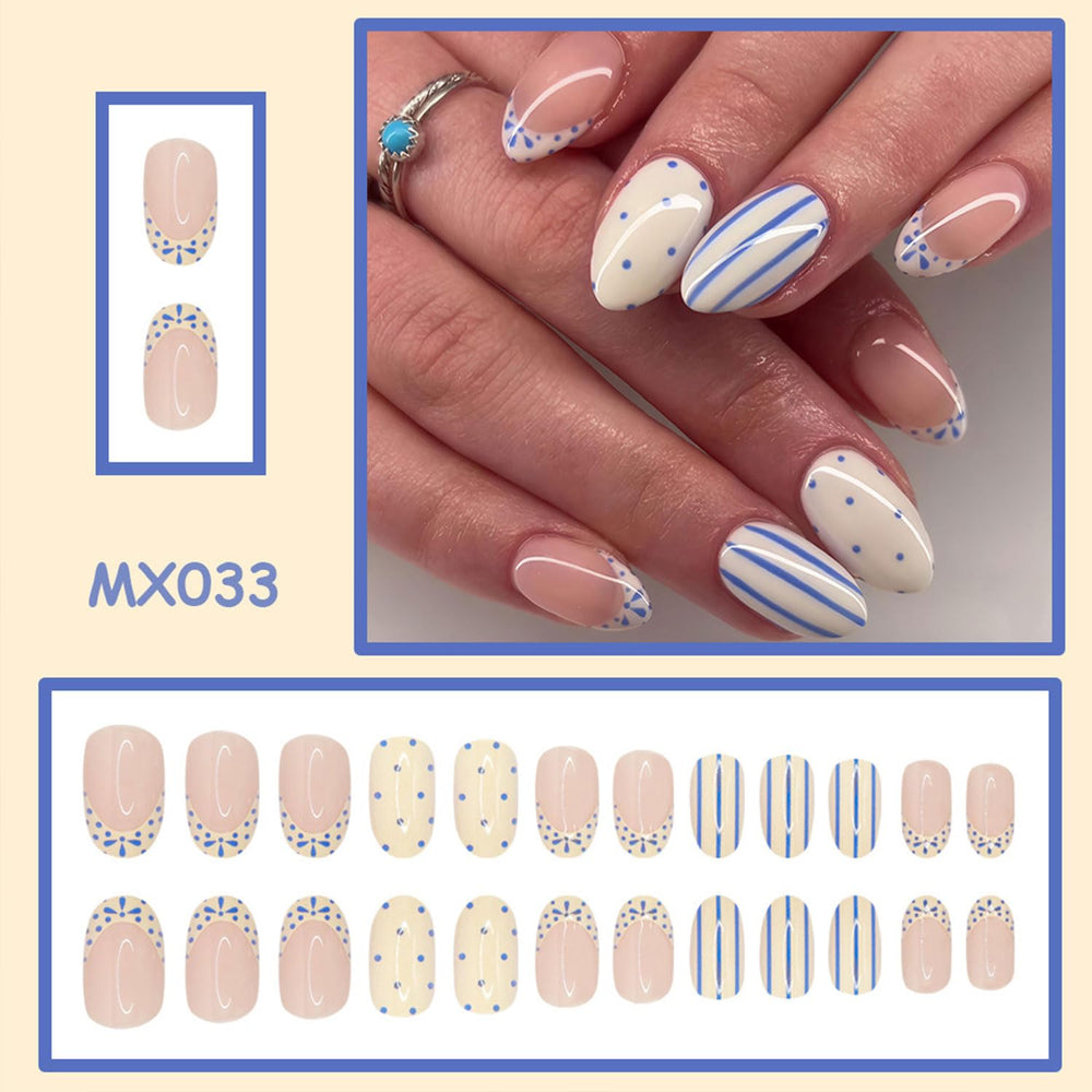 RIICFDD 12-sizes almond nail set for versatile daily wear