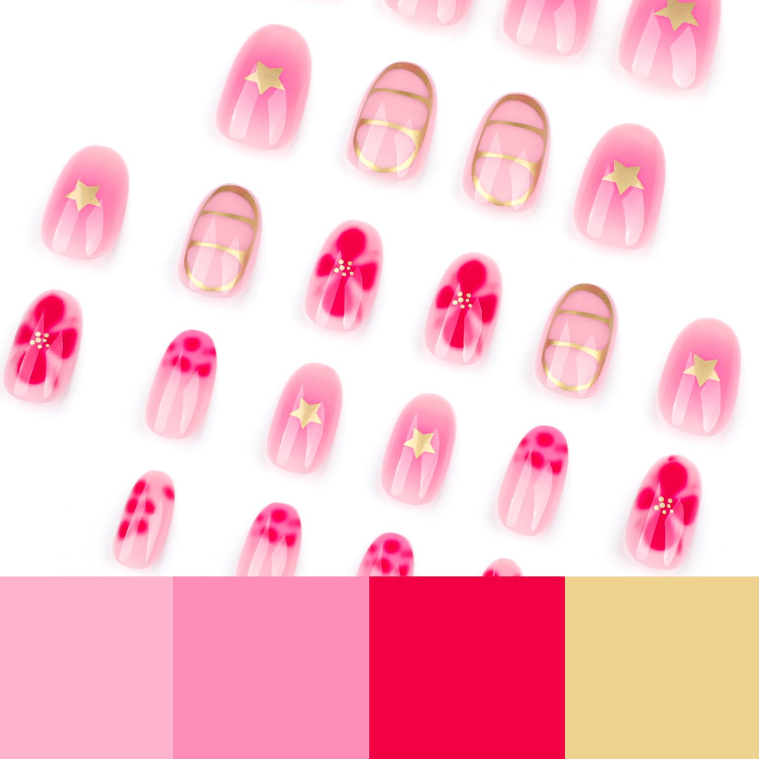 RIICFDD nails with easy application adhesive tabs for quick manicure