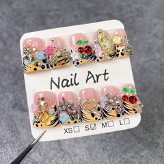 RIICFDD duck press-on nails with 3D butterfly design for easy, durable wear.