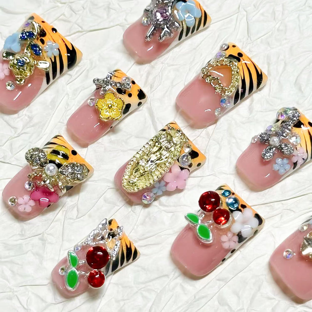 RIICFDD duck press-on nails glossy finish for a shiny, salon-like look.