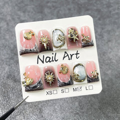 RIICFDD duck press-on nails with starfish accents for durable, reusable wear