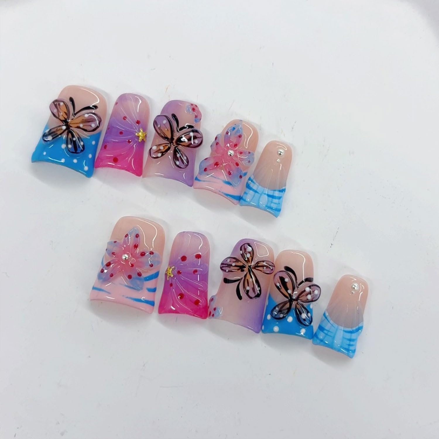 RIICFDD full-cover gradient glossy nails for everyday glamour