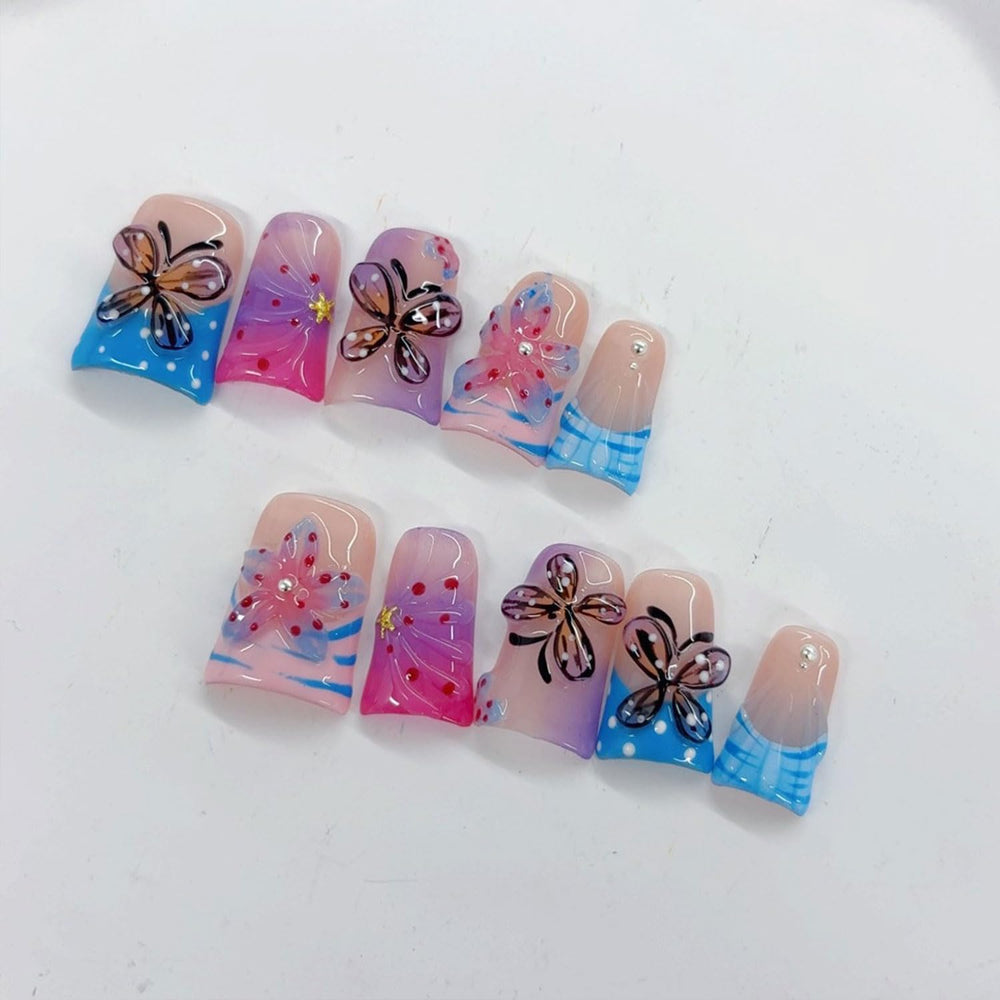 RIICFDD full-cover gradient glossy nails for everyday glamour