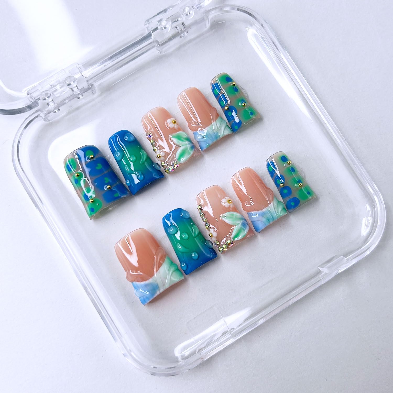 RIICFDD glossy gradient full-cover nails for chic look