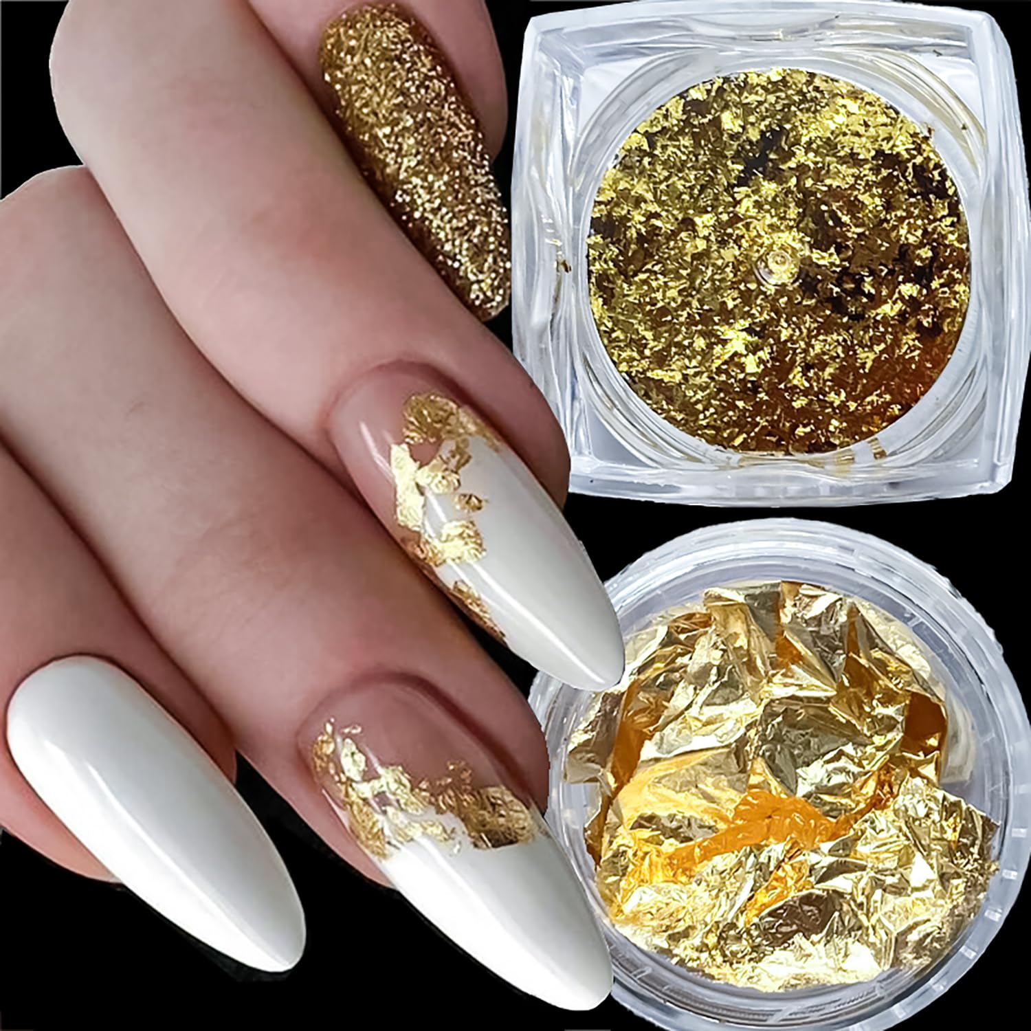 RIICFDD irregular gold foil flakes create dynamic textures with bright shine.