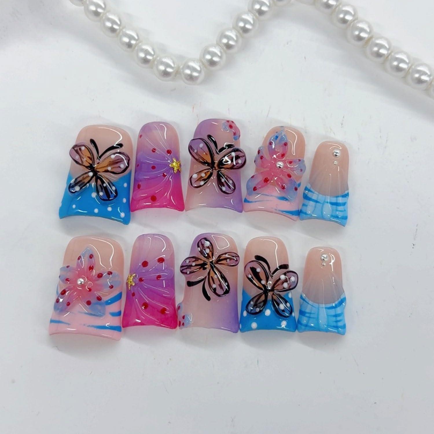 RIICFDD handmade acrylic nails with glue kit for home use