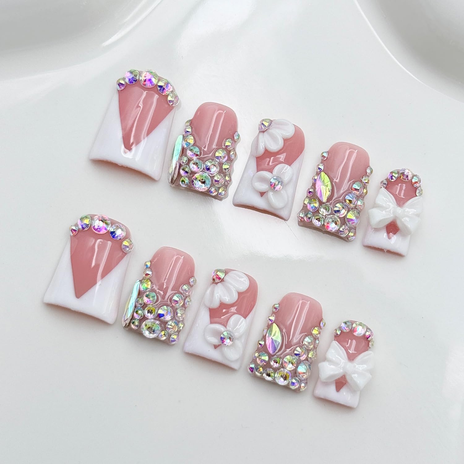 RIICFDD handmade nails kit with glue ready for at-home manicure