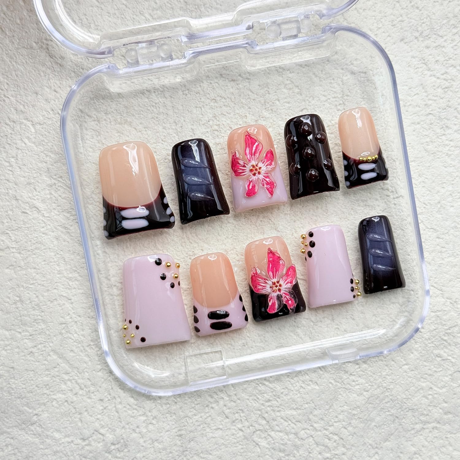 RIICFDD luxury glitter gold pearl design nails for events and daily wear