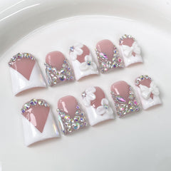 RIICFDD luxury rhinestone duck press-on nails for an instant glamorous look