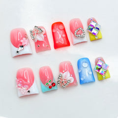 RIICFDD rhinestone design nails add sparkle for evening wear