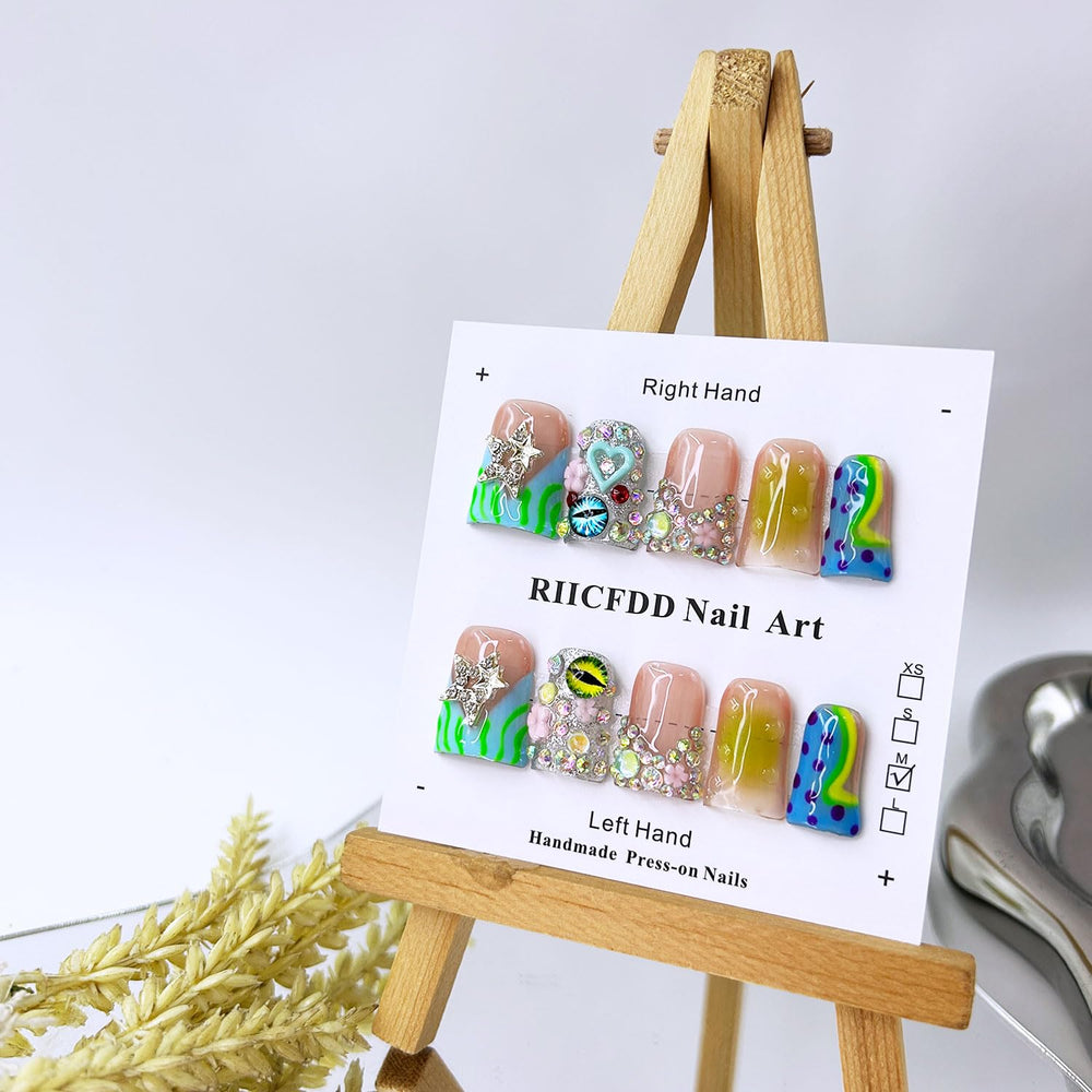 RIICFDD French tip nails with rhinestones for elegant DIY manicures