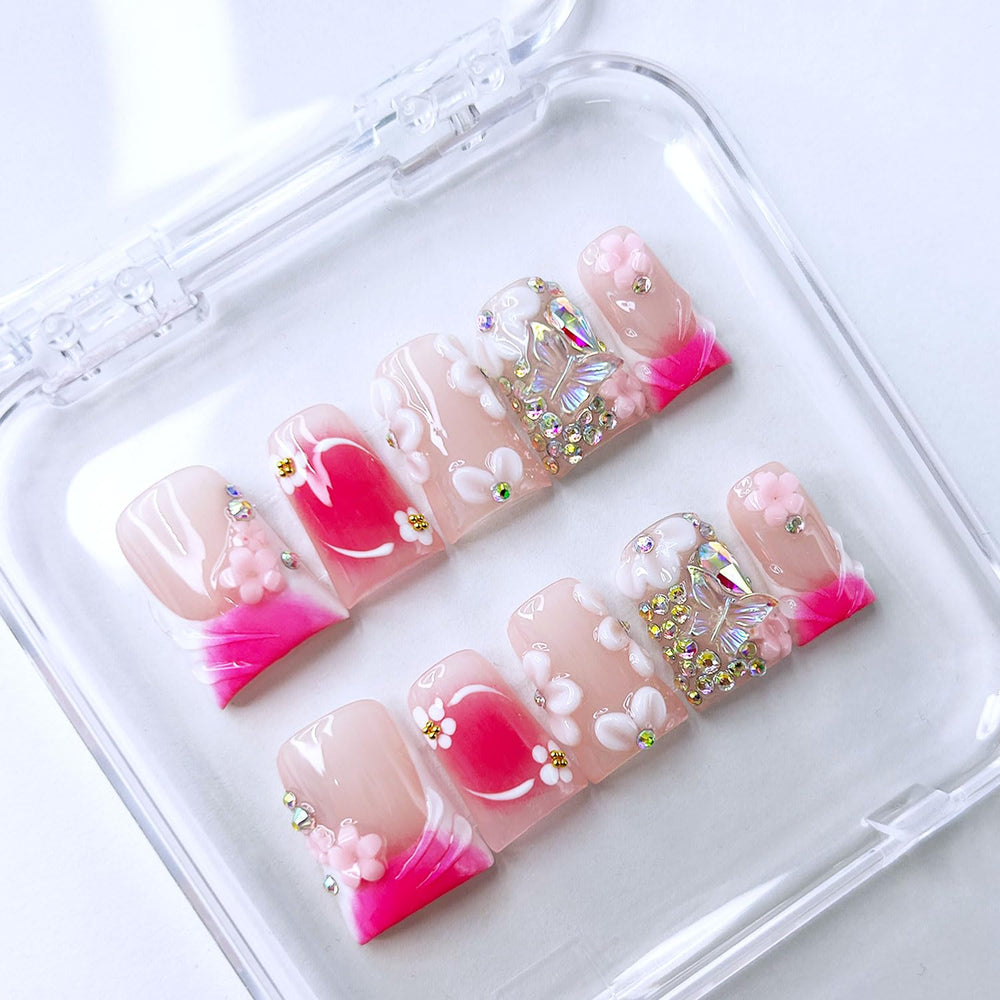 RIICFDD nails demonstrating simple 3-step application prep glue press