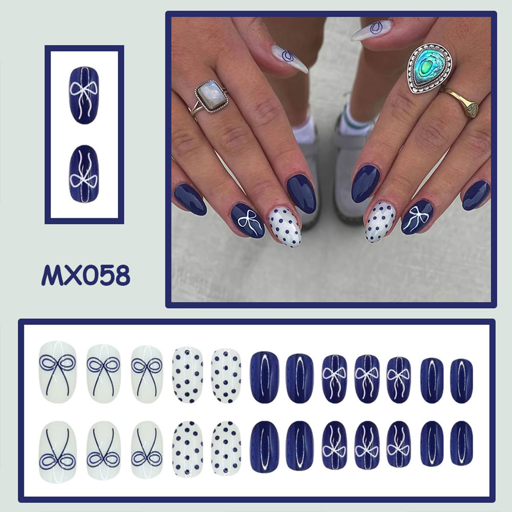 RIICFDD 24-piece almond press-on nails with 12 sizes for precise fit